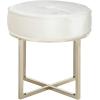 Safavieh Home Collection Angelea Navy and Brass Round Ottoman,(Beige / Brass)