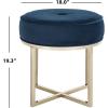 Safavieh Home Collection Angelea Navy and Brass Round Ottoman,(Navy / Brass)