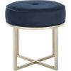 Safavieh Home Collection Angelea Navy and Brass Round Ottoman,(Navy / Brass)