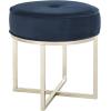 Safavieh Home Collection Angelea Navy and Brass Round Ottoman,(Navy / Brass)