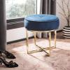Safavieh Home Collection Angelea Navy and Brass Round Ottoman,(Navy / Brass)