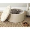 Safavieh Mercer Collection Victoria Beige Linen Shoe Ottoman(Beige)