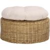 SAFAVIEH Home Collection – Bori Natural & White Round Woven Ottoman with Cushion, Fully Assembled (OTT6503A)(Natural/White)