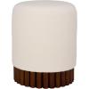 SAFAVIEH Home Collection – Cerna Off-White Ottoman with Dark Brown Solid Wood Base, Modern Round Accent Seat, Fully Assembled (OTT3402A)(Off White/Dark Brown)