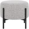 SAFAVIEH Home Collection – Crius Light Grey Boucle Ottoman with Black Metal Frame Foot Rest (OTT7507B)(Light Grey/Black)
