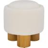 SAFAVIEH Home Collection – Posner Ivory Ottoman with Natural Solid Wood Legs, Modern Round Accent Seat, Fully Assembled (OTT3403A)(Ivory/Natural)