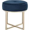 Safavieh Home Collection Angelea Navy and Brass Round Ottoman,(Navy / Brass)
