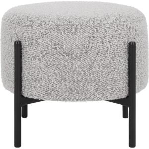 SAFAVIEH Home Collection – Crius Light Grey Boucle Ottoman with Black Metal Frame Foot Rest (OTT7507B)(Light Grey/Black)