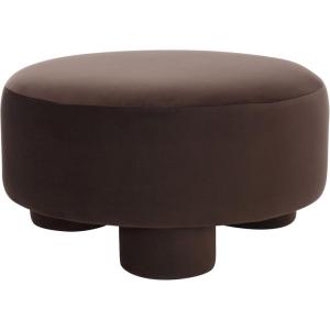SAFAVIEH Home Collection Naref Chocolate Brown Velvet Round Cocktail Ottoman(Chocolate)