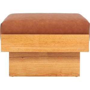 SAFAVIEH Home Collection Tarilynn Cream Linen/Natural Solid Wood Ottoman Foot Stool Table(Congac/Natural)
