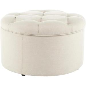 Safavieh Mercer Collection Victoria Beige Linen Shoe Ottoman(Beige)