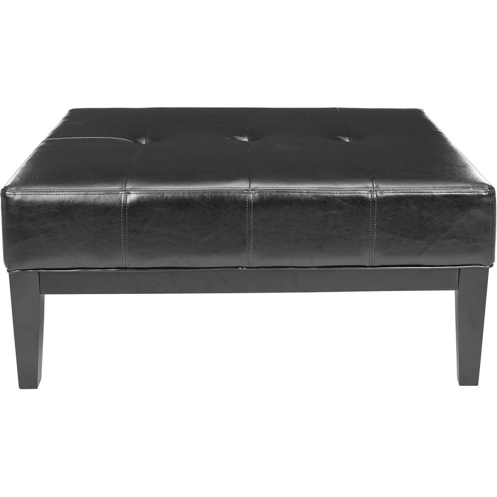 image:imageSafavieh Hudson Collection Bleecker Brown Leather Cocktail OttomanBlack
