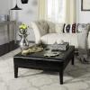 Safavieh Hudson Collection Bleecker Brown Leather Cocktail Ottoman(Black)