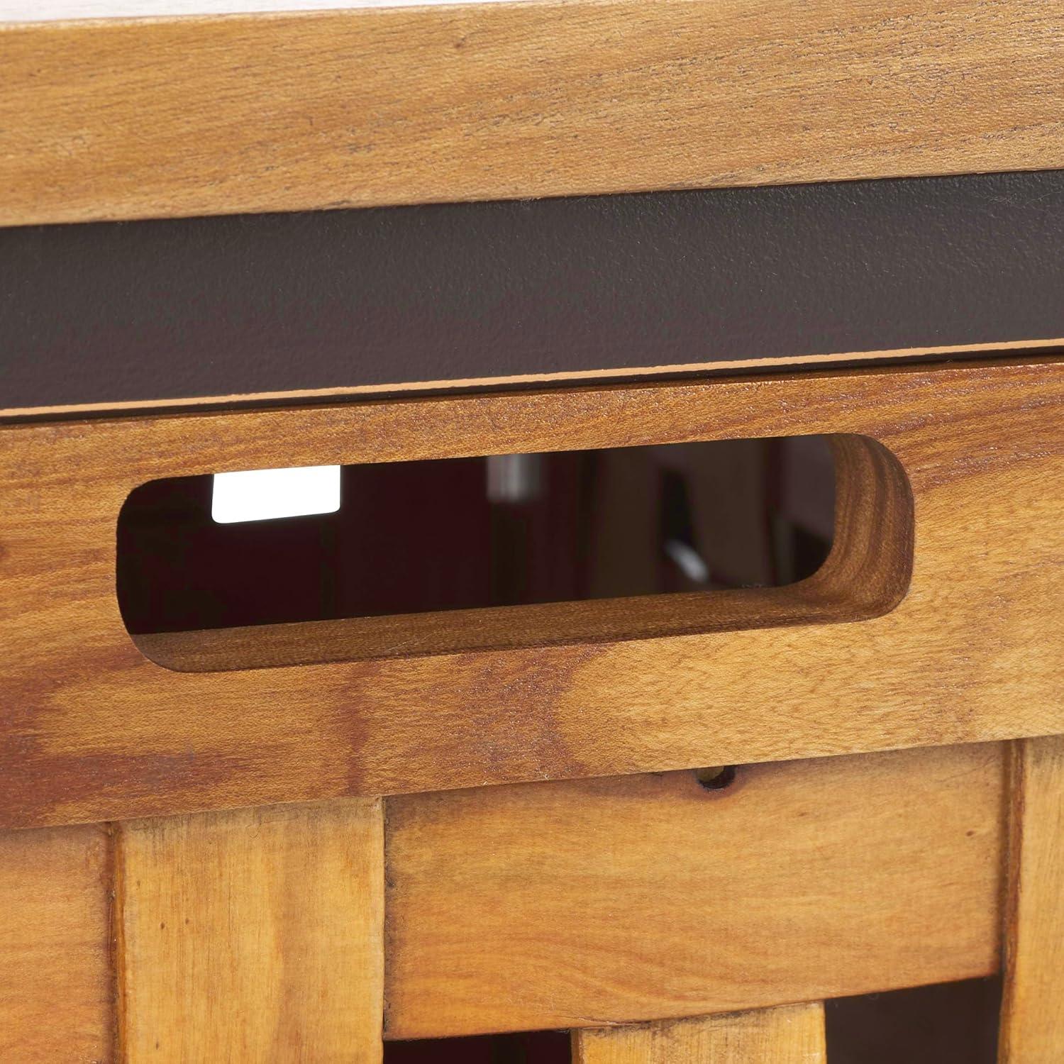 image:imageSAFAVIEH Home Collection Isaac Oak Wooden Storage Bench with Drawers Entryway amp Mudroom Seating Iron Frame Design Fully Assembled AMH6530EOak