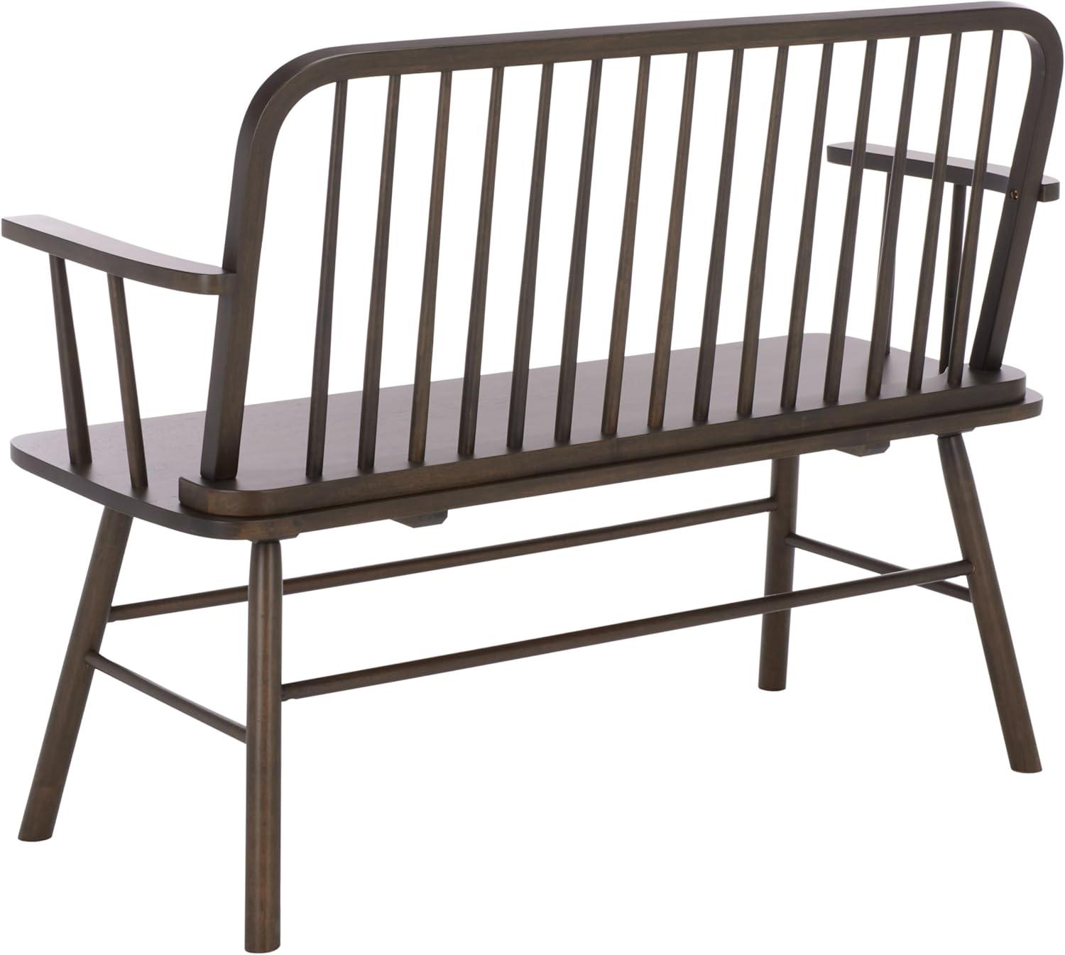image:imageSAFAVIEH Home Collection Lucilia Spindle Bench Dark Walnut Solid Wood Entryway or Dining Bench Windsor Style Seating BCH8501D