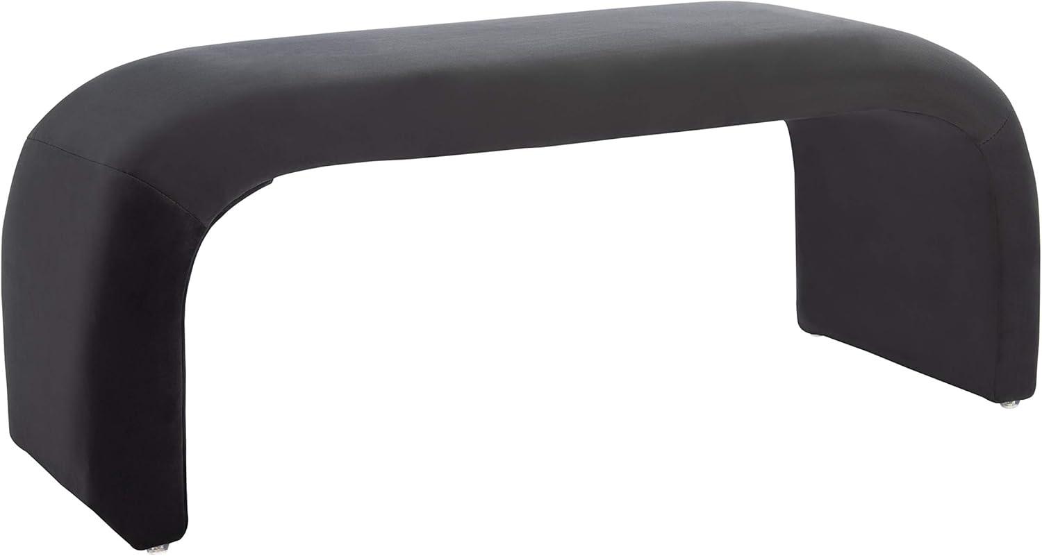 image:imageSAFAVIEH Home Collection Tenko Emerald Green Curved Upholstered Accent Bench Modern Minimalist Seating for Bedroom Entryway or Living Room BCH1300DBlack