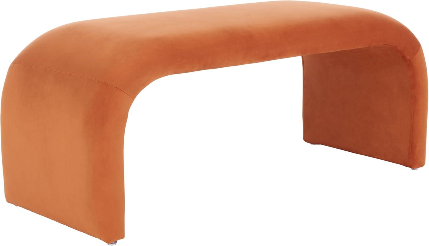 image:imageSAFAVIEH Home Collection Tenko Emerald Green Curved Upholstered Accent Bench Modern Minimalist Seating for Bedroom Entryway or Living Room BCH1300DRust