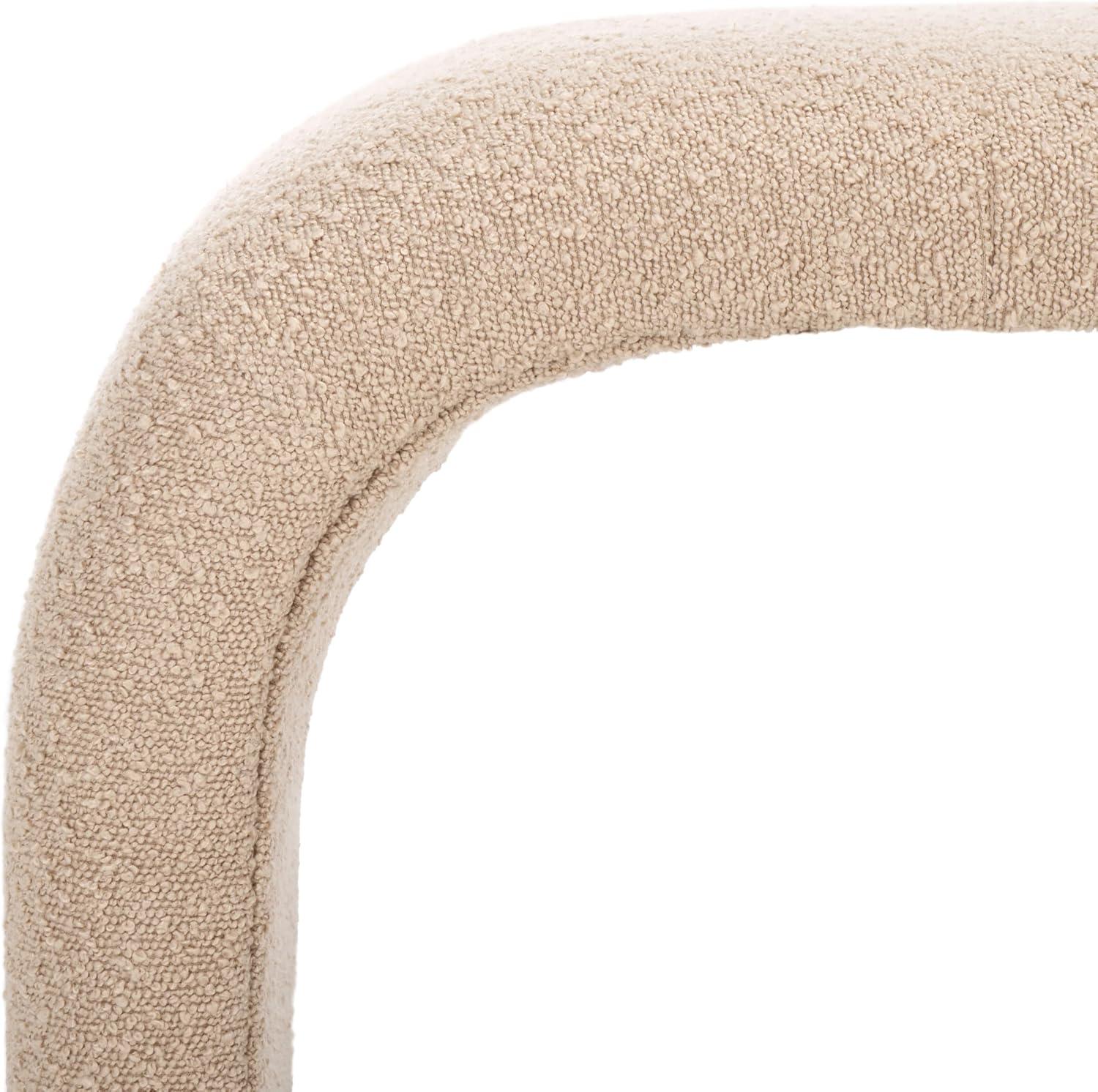image:imageSAFAVIEH Home Collection Tenko Emerald Green Curved Upholstered Accent Bench Modern Minimalist Seating for Bedroom Entryway or Living Room BCH1300DTan