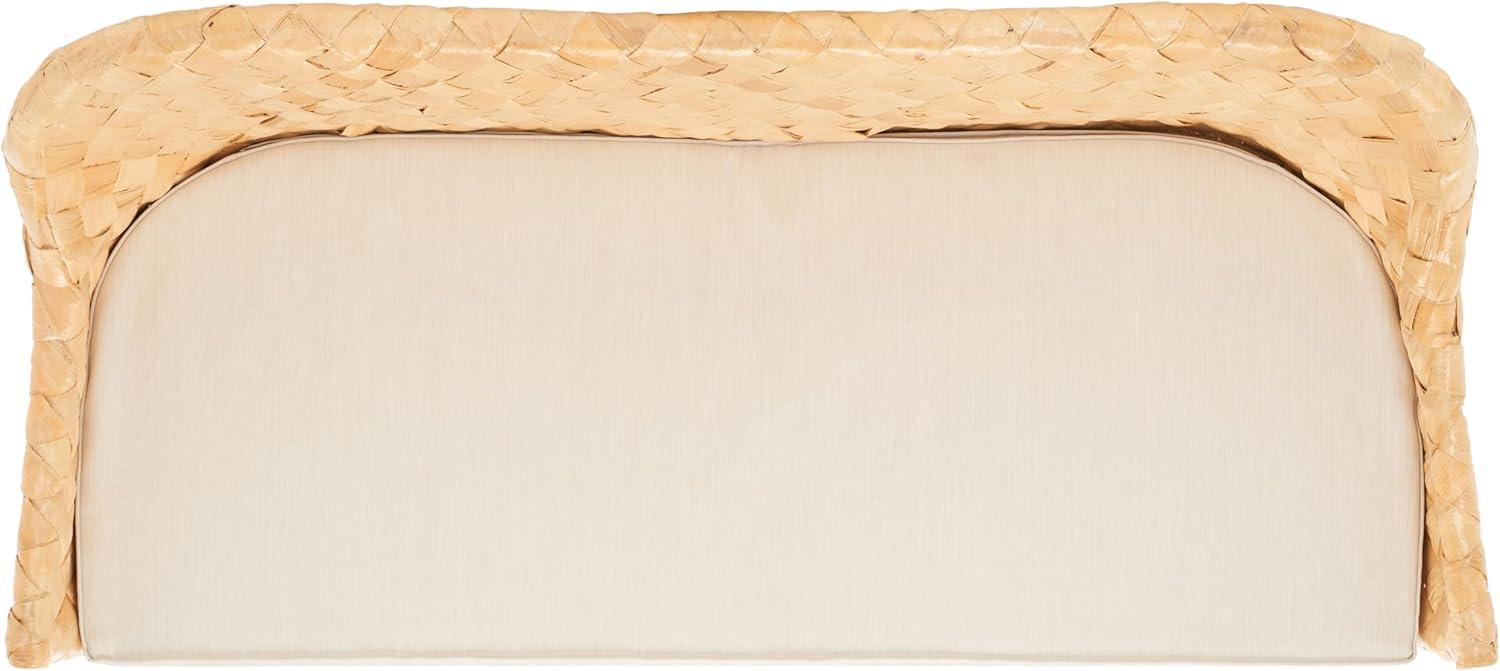 image:imageSAFAVIEH Home Collection Chorus Coastal NaturalWhite Cushion Woven Sofa Bench Fully Assembled