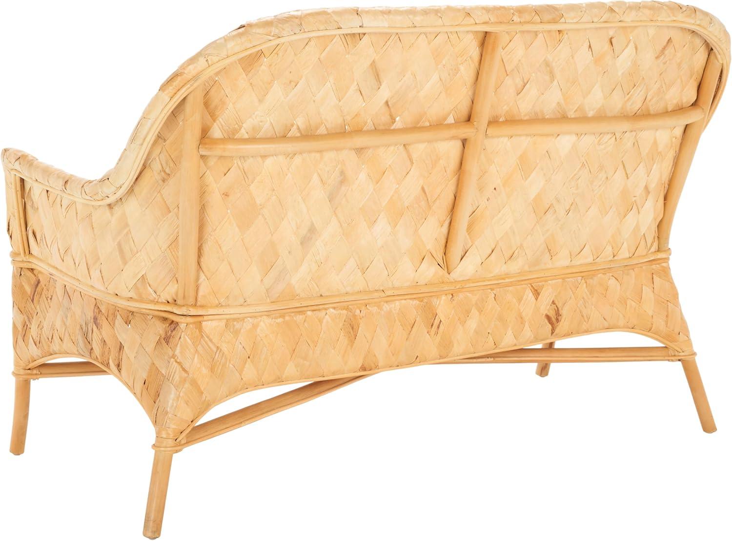image:imageSAFAVIEH Home Collection Chorus Coastal NaturalWhite Cushion Woven Sofa Bench Fully Assembled
