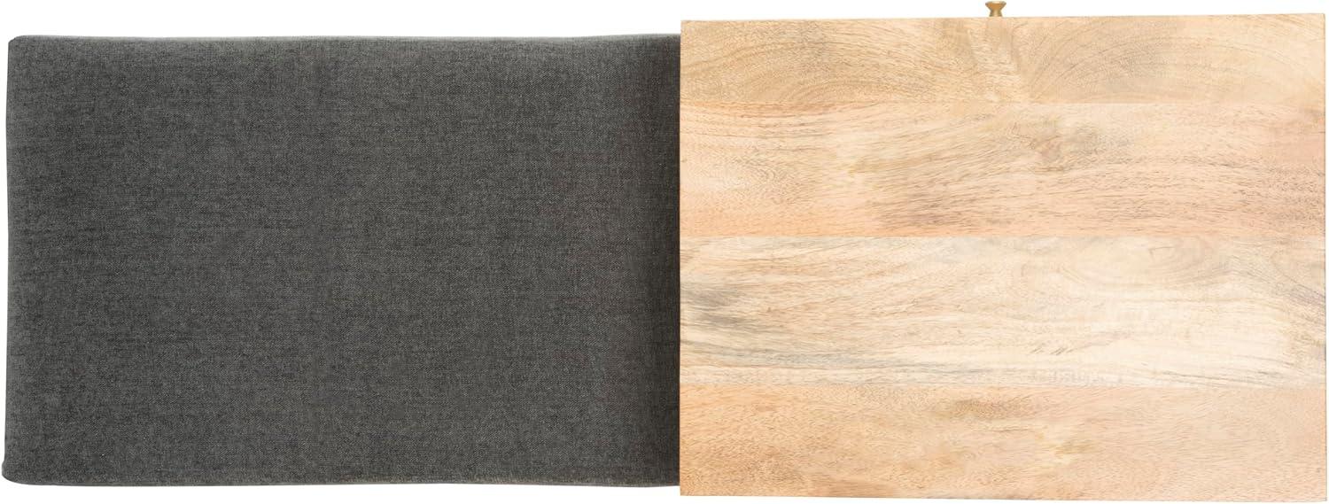 image:imageSAFAVIEH Home Collection TAFT NaturalGrey Fabric Solid Wood 2Drawer Cushion Seated Bench