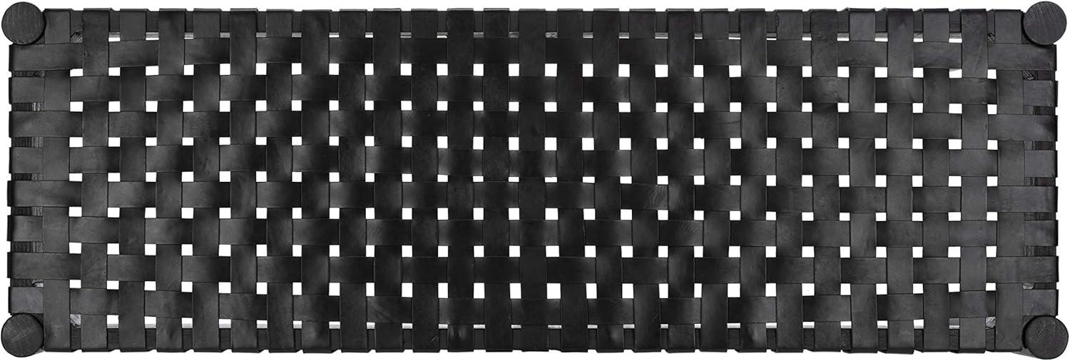 image:imageSafavieh Home Amalia 47inch White and Oak Leather Weave BenchBlack Black