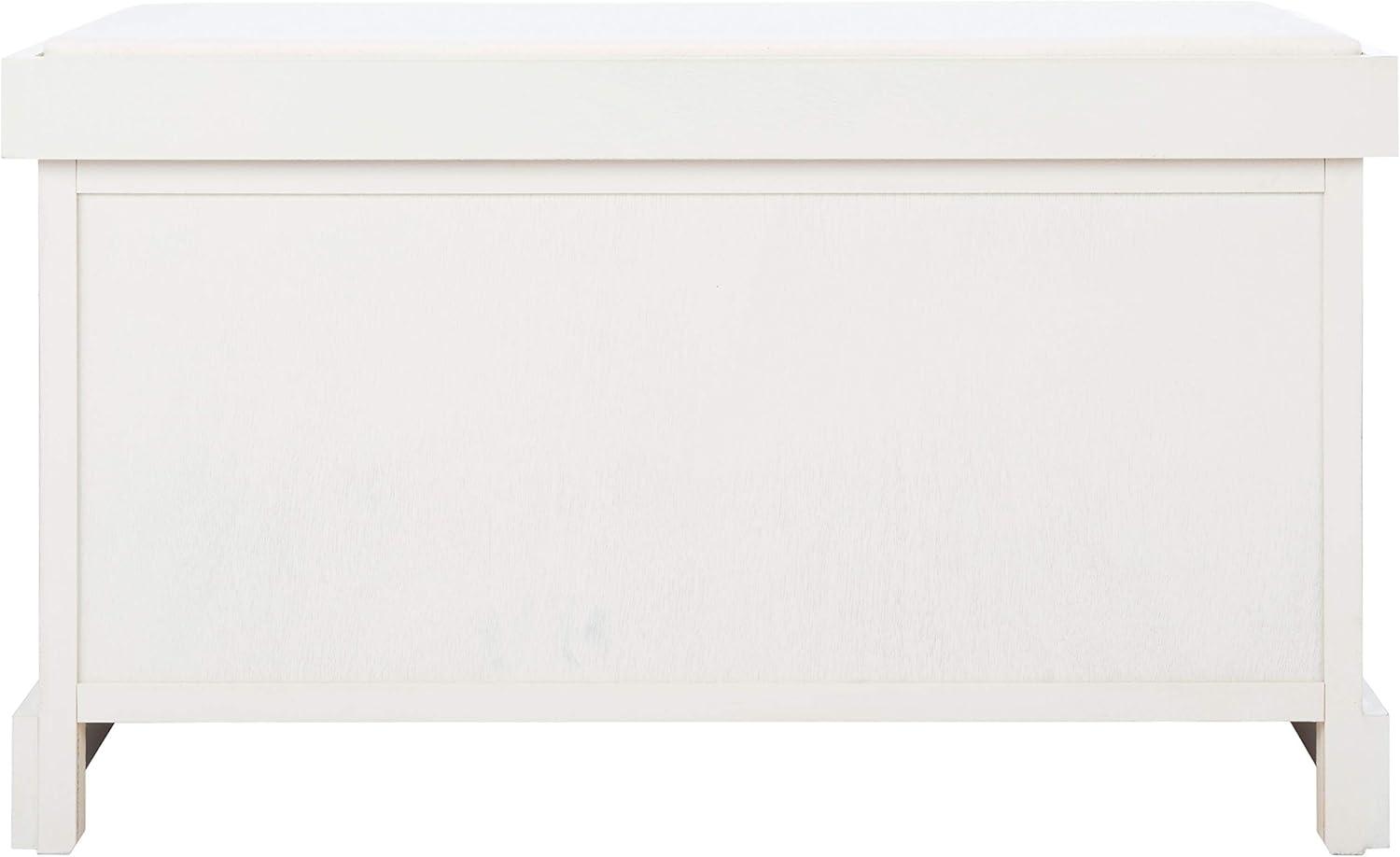 image:imageSafavieh Home Collection Landers Sand 2DrawerCushion Storage Bench Fully Assembled BCH5702DDistressed White