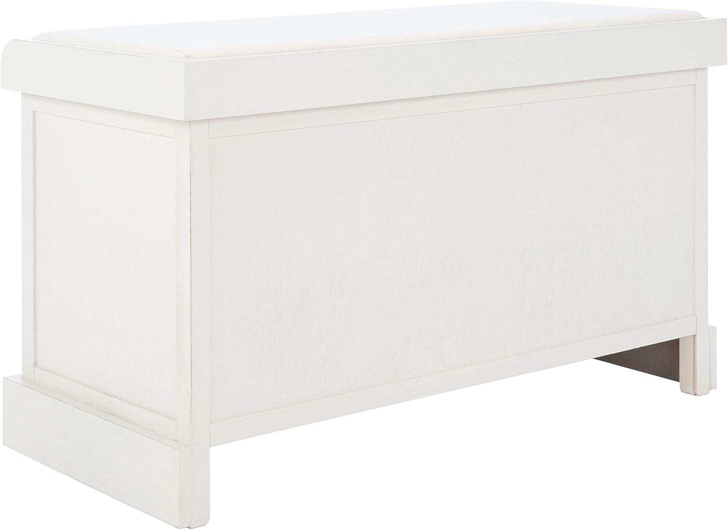 image:imageSafavieh Home Collection Landers Sand 2DrawerCushion Storage Bench Fully Assembled BCH5702DDistressed White