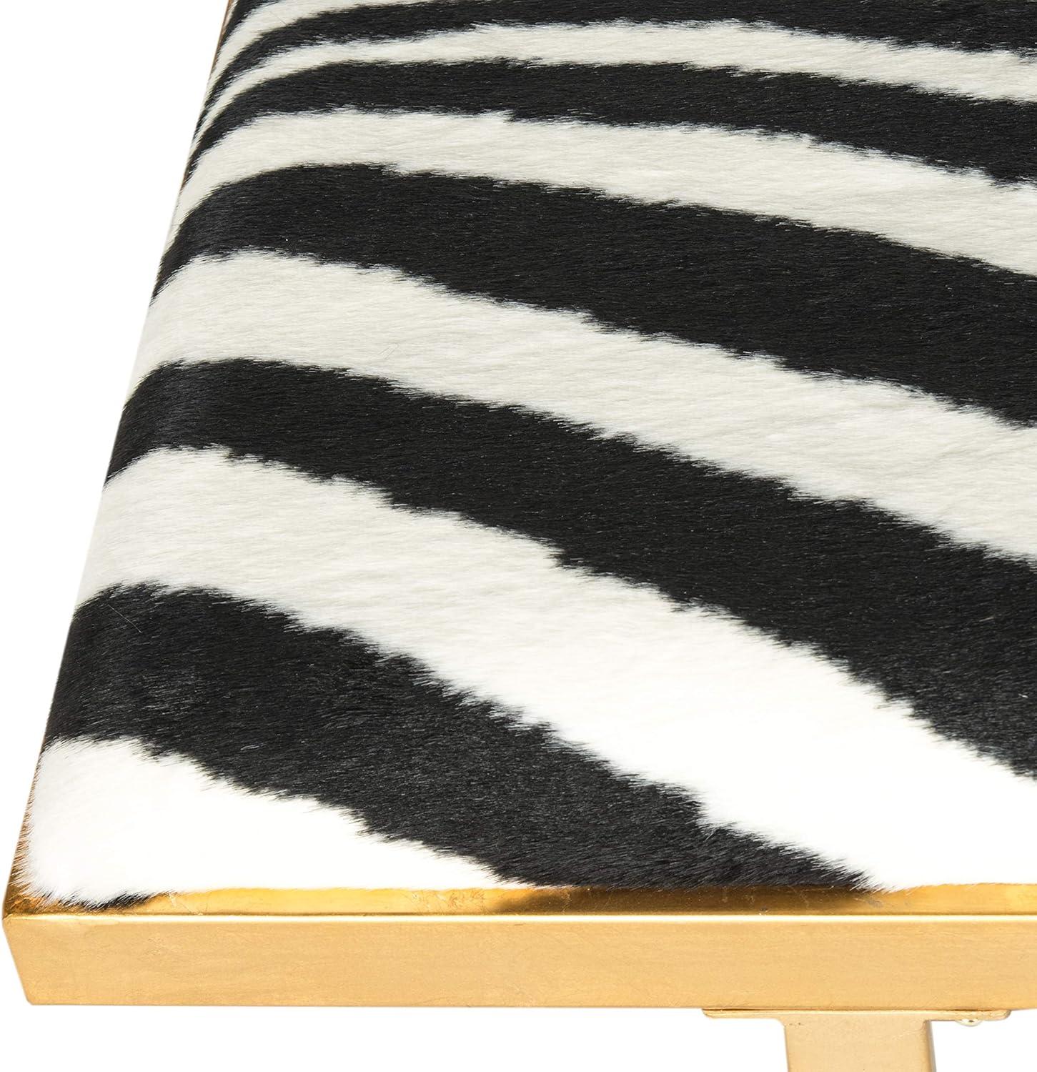 image:imageSafavieh Home Collection White and Gold Millie Zebra Loft BenchZebra Gold