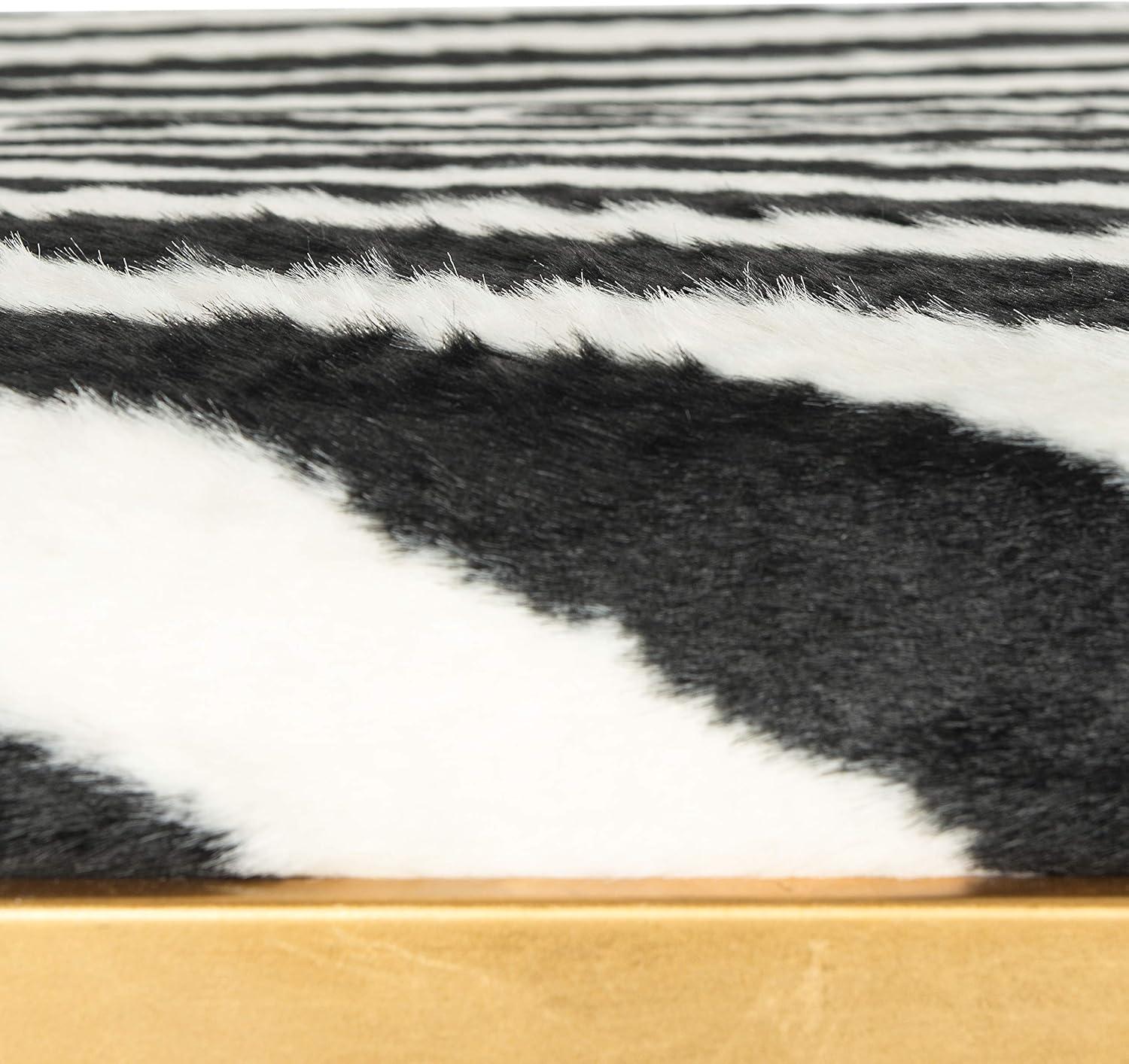 image:imageSafavieh Home Collection White and Gold Millie Zebra Loft BenchZebra Gold