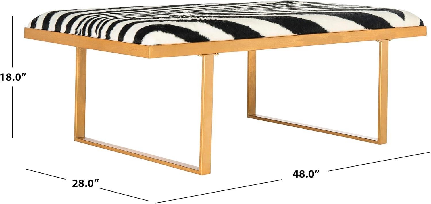 image:imageSafavieh Home Collection White and Gold Millie Zebra Loft BenchZebra Gold