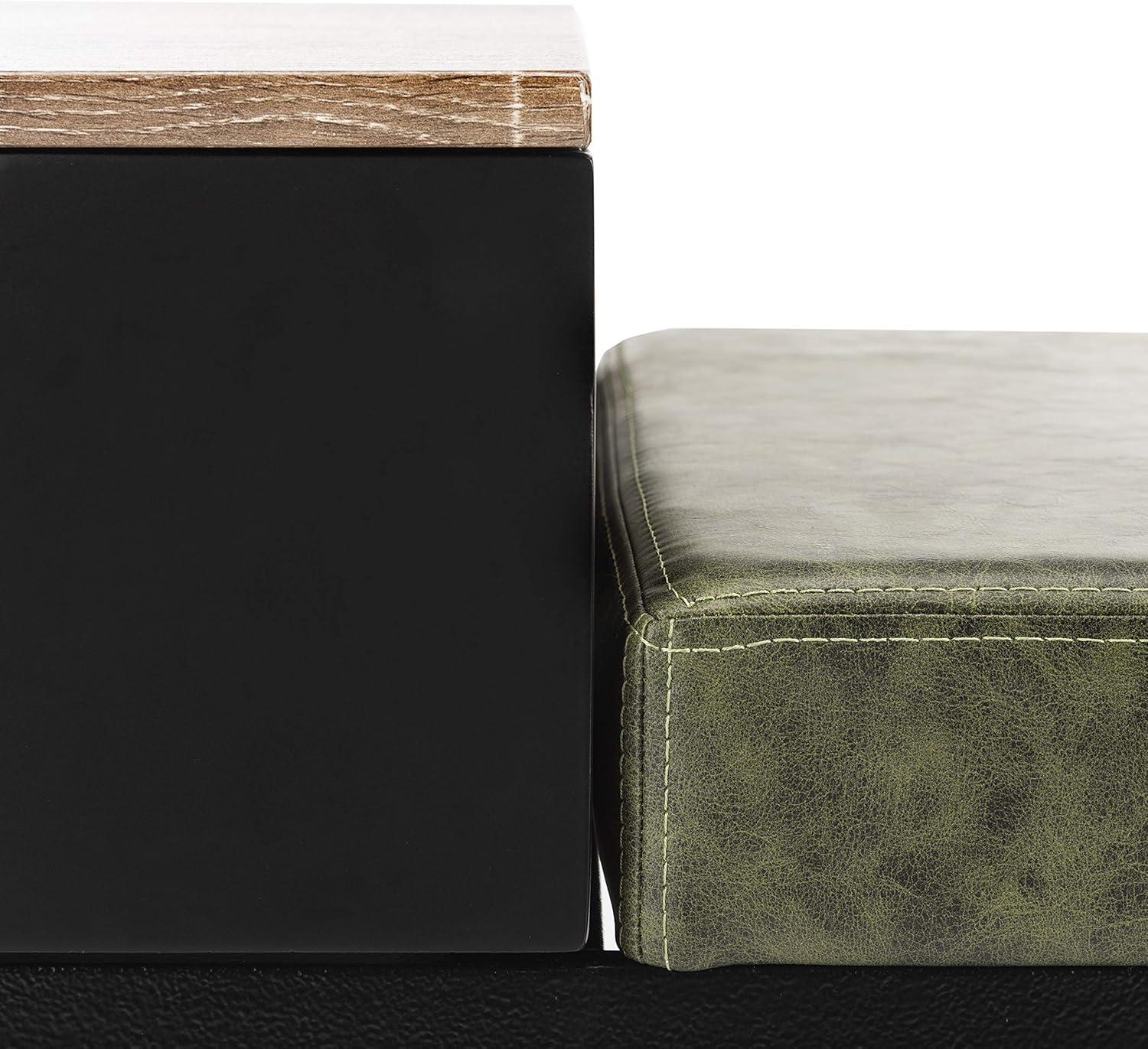 image:imageSafavieh Home Maruka 31inch Grey Wash and Dark Green Faux Leather Bench with StorageGrey Wash Dark Green