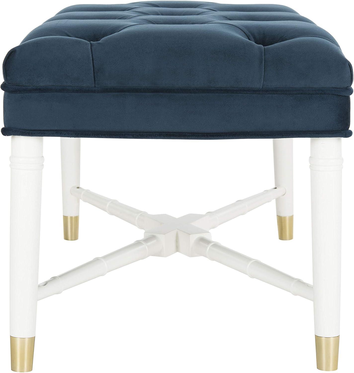 image:imageSafavieh Home Rory 35inch Glam Navy Velvet Tufted Bench