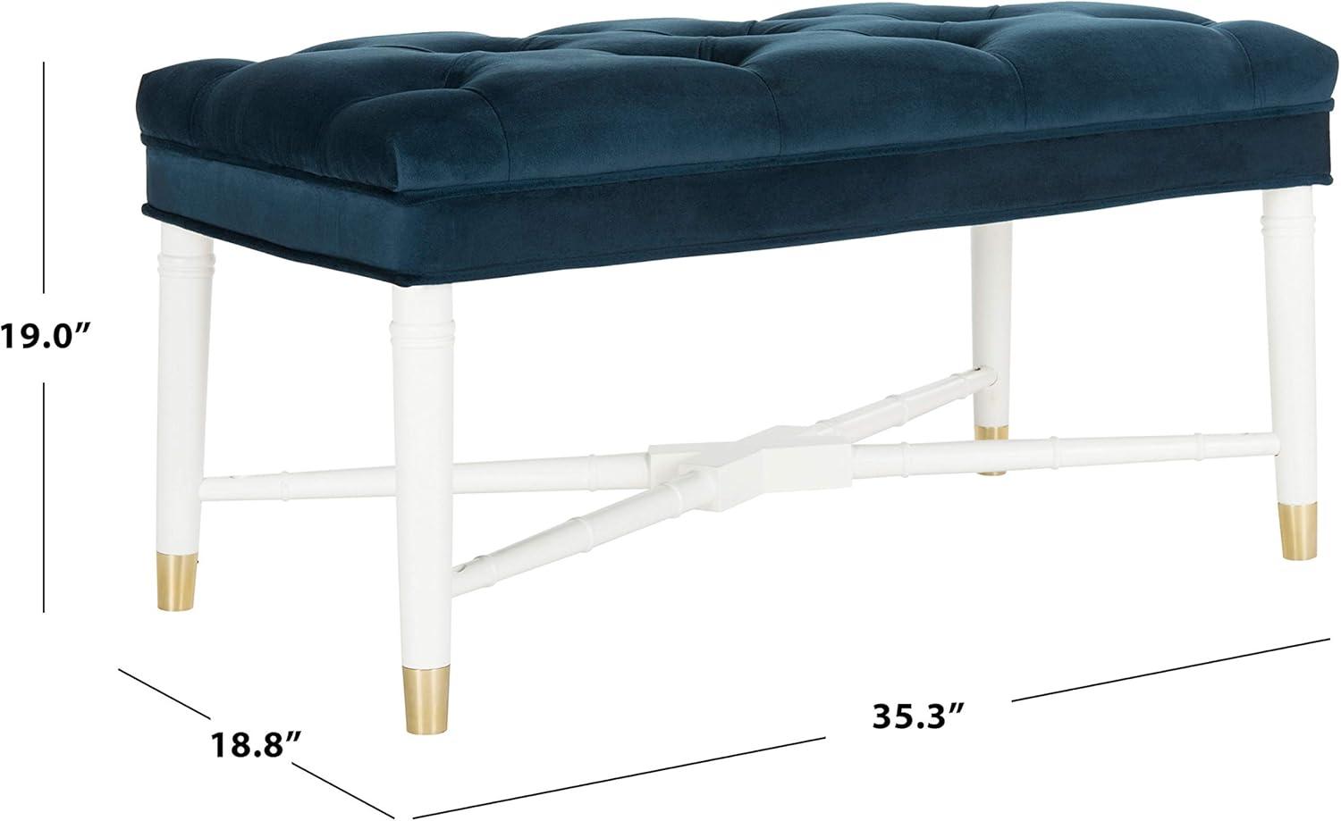 image:imageSafavieh Home Rory 35inch Glam Navy Velvet Tufted Bench
