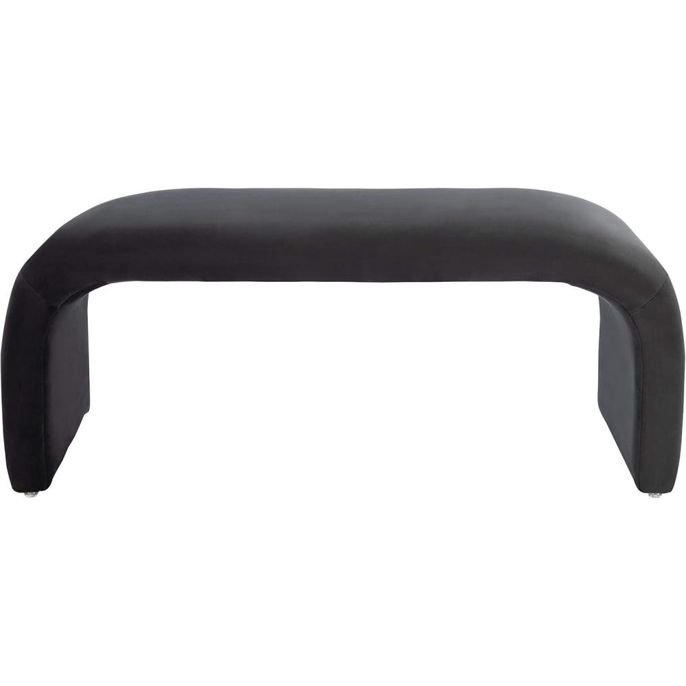 image:imageSAFAVIEH Home Collection Tenko Emerald Green Curved Upholstered Accent Bench Modern Minimalist Seating for Bedroom Entryway or Living Room BCH1300DBlack