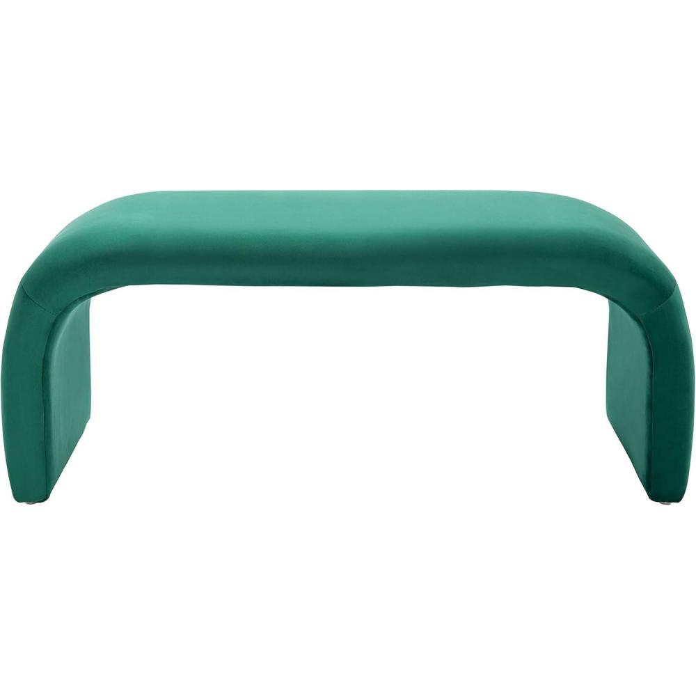image:imageSAFAVIEH Home Collection Tenko Emerald Green Curved Upholstered Accent Bench Modern Minimalist Seating for Bedroom Entryway or Living Room BCH1300DEmerald