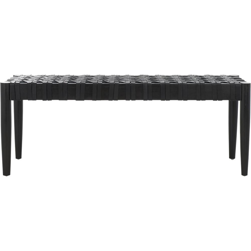 image:imageSAFAVIEH Home Collection Walda Mahogany Solid Wood amp Woven Leather Bench for Foyer Bedroom Dining Room