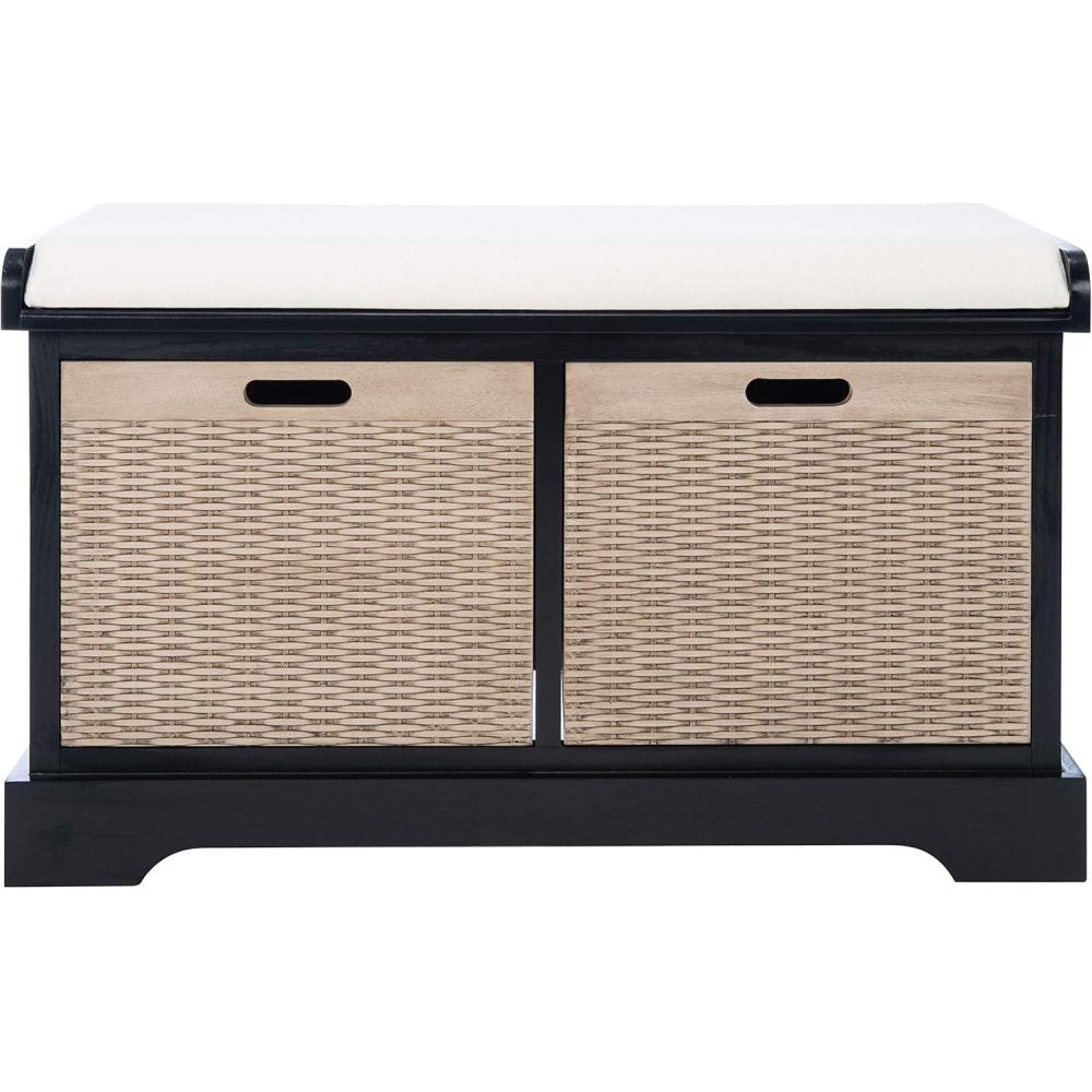 image:imageSafavieh Home Collection Landers Sand 2DrawerCushion Storage Bench Fully Assembled BCH5702DBlack