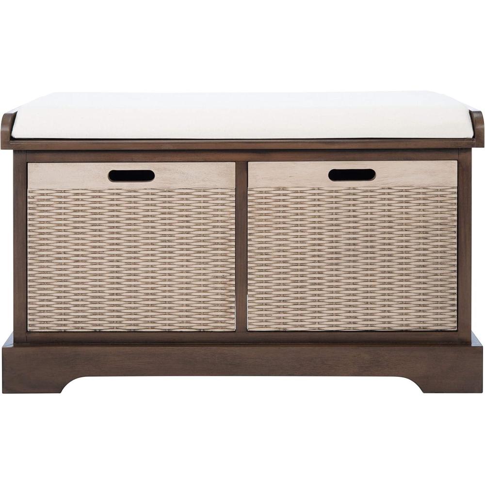 image:imageSafavieh Home Collection Landers Sand 2DrawerCushion Storage Bench Fully Assembled BCH5702DBrown