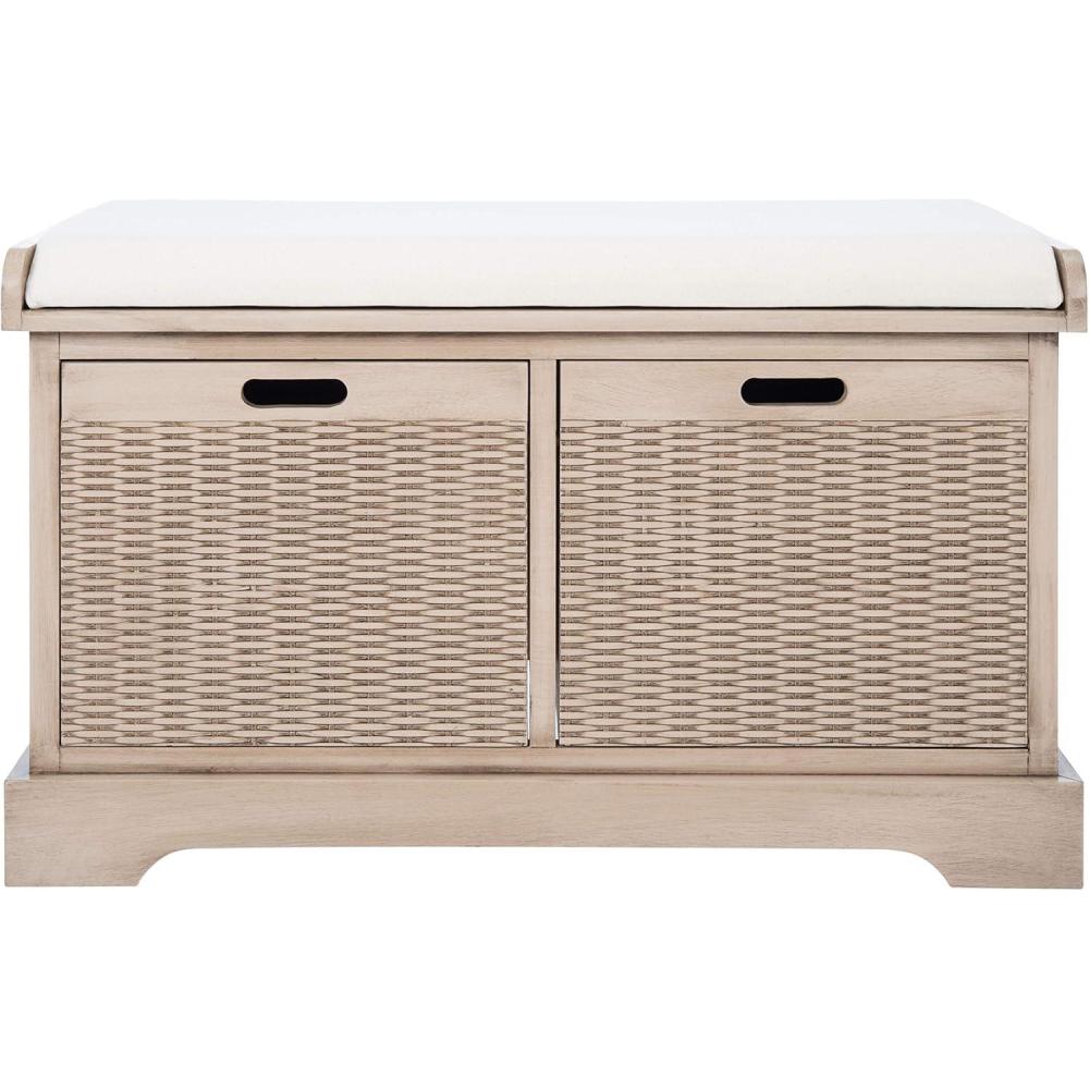 image:imageSafavieh Home Collection Landers Sand 2DrawerCushion Storage Bench Fully Assembled BCH5702DSand