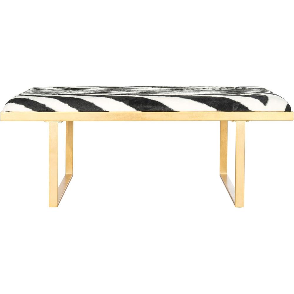 image:imageSafavieh Home Collection White and Gold Millie Zebra Loft BenchZebra Gold