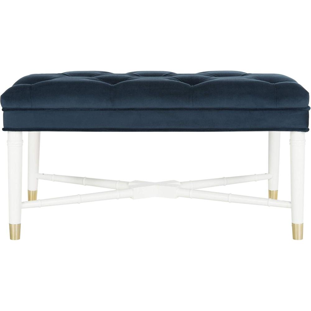 image:imageSafavieh Home Rory 35inch Glam Navy Velvet Tufted Bench