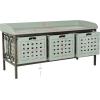 SAFAVIEH Home Collection – Isaac Oak Wooden Storage Bench with Drawers, Entryway & Mudroom Seating, Iron Frame Design, Fully Assembled (AMH6530E)(Dusty Green)