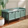 SAFAVIEH Home Collection – Isaac Oak Wooden Storage Bench with Drawers, Entryway & Mudroom Seating, Iron Frame Design, Fully Assembled (AMH6530E)(Dusty Green)