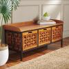 SAFAVIEH Home Collection – Isaac Oak Wooden Storage Bench with Drawers, Entryway & Mudroom Seating, Iron Frame Design, Fully Assembled (AMH6530E)(Honey Oak)