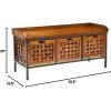 SAFAVIEH Home Collection – Isaac Oak Wooden Storage Bench with Drawers, Entryway & Mudroom Seating, Iron Frame Design, Fully Assembled (AMH6530E)(Honey Oak)