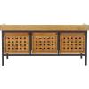 SAFAVIEH Home Collection – Isaac Oak Wooden Storage Bench with Drawers, Entryway & Mudroom Seating, Iron Frame Design, Fully Assembled (AMH6530E)(Oak)