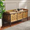 SAFAVIEH Home Collection – Isaac Oak Wooden Storage Bench with Drawers, Entryway & Mudroom Seating, Iron Frame Design, Fully Assembled (AMH6530E)(Oak)