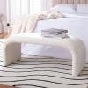 SAFAVIEH Home Collection – Tenko Emerald Green Curved Upholstered Accent Bench, Modern Minimalist Seating for Bedroom, Entryway or Living Room (BCH1300D)(Cream)