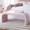 SAFAVIEH Home Collection – Tenko Emerald Green Curved Upholstered Accent Bench, Modern Minimalist Seating for Bedroom, Entryway or Living Room (BCH1300D)(Light Pink)